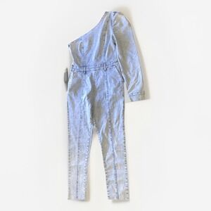 Emprada One sleeve Denim Jean‎ Stretch Jumpsuit Long Sleeve Light Wash Medium